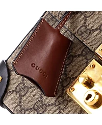 Pre-Owned Gucci Small Padlock Bamboo Shoulder Bag Gg Coated Canvas