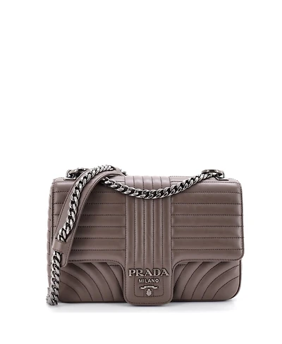 Pre-Owned Prada Large Chain Flap Shoulder Bag Diagramme Quilted Leather