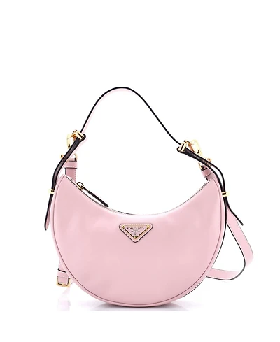 Pre-Owned Prada Small Arque Half Moon Hobo Leather