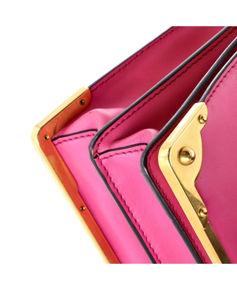 Pre-Owned Prada Small Cahier Crossbody Bag Leather and Saffiano Leather