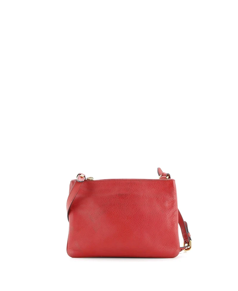 Pre-Owned Prada Small Double Zip Crossbody Bag Vitello Daino