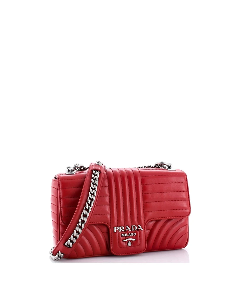 Pre-Owned Prada Medium Chain Flap Shoulder Bag Diagramme Quilted Leather
