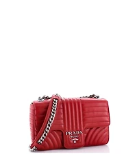 Pre-Owned Prada Medium Chain Flap Shoulder Bag Diagramme Quilted Leather
