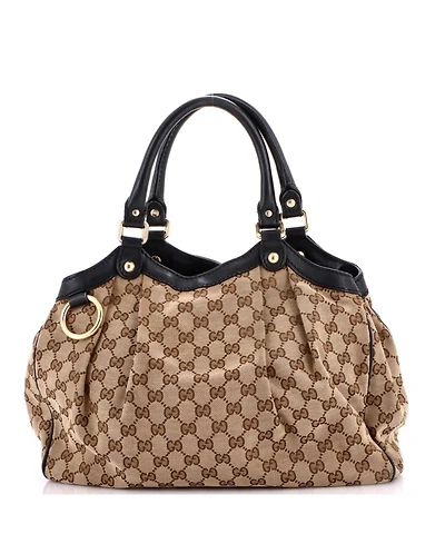 Pre-Owned Gucci Medium Sukey Tote Gg Canvas with Leather