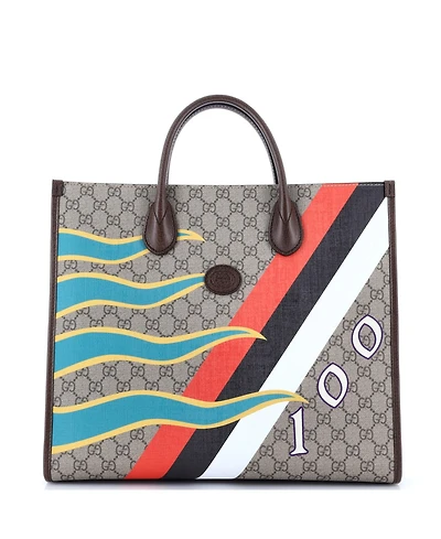 Pre-Owned Gucci Medium Interlocking G Patch Convertible Tote Printed Gg Coated Canvas