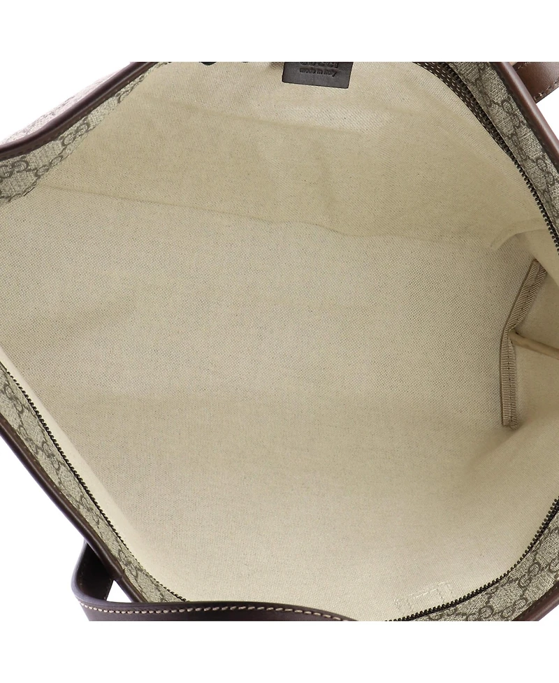 Pre-Owned Gucci Medium Plus Tote Gg Coated Canvas with Leather