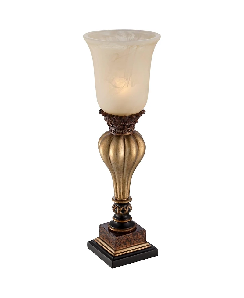Regency Hill Traditional Uplight Accent Table Lamps 23 1/4" High Set of 2 Light Gold Alabaster Glass Shade for Living Room Bedroom