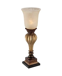 Regency Hill Traditional Uplight Accent Table Lamps 23 1/4" High Set of 2 Light Gold Alabaster Glass Shade for Living Room Bedroom