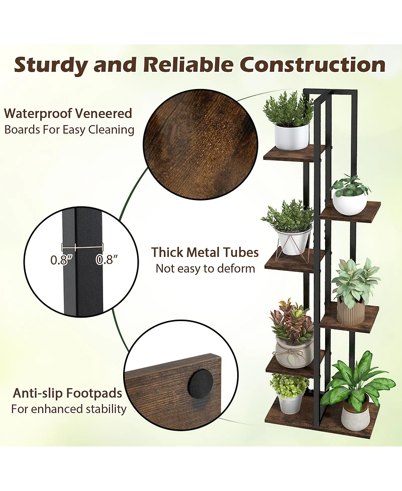 Sugift Three Piece Tall Wood Plant Stand Set with Multi Tier Design