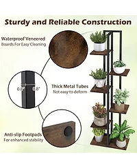 Sugift Three Piece Tall Wood Plant Stand Set with Multi Tier Design