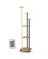 Sugift Six Tier Plant Stand with Rgb Light and Wheels for Indoor Use
