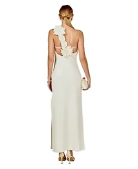 endless rose Women's Flower Detail One Shoulder Knit Maxi Dress