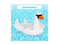 Hongge Giant Inflatable Swan Floating Island 4-Person Pool Float with 4 Cup Holders
