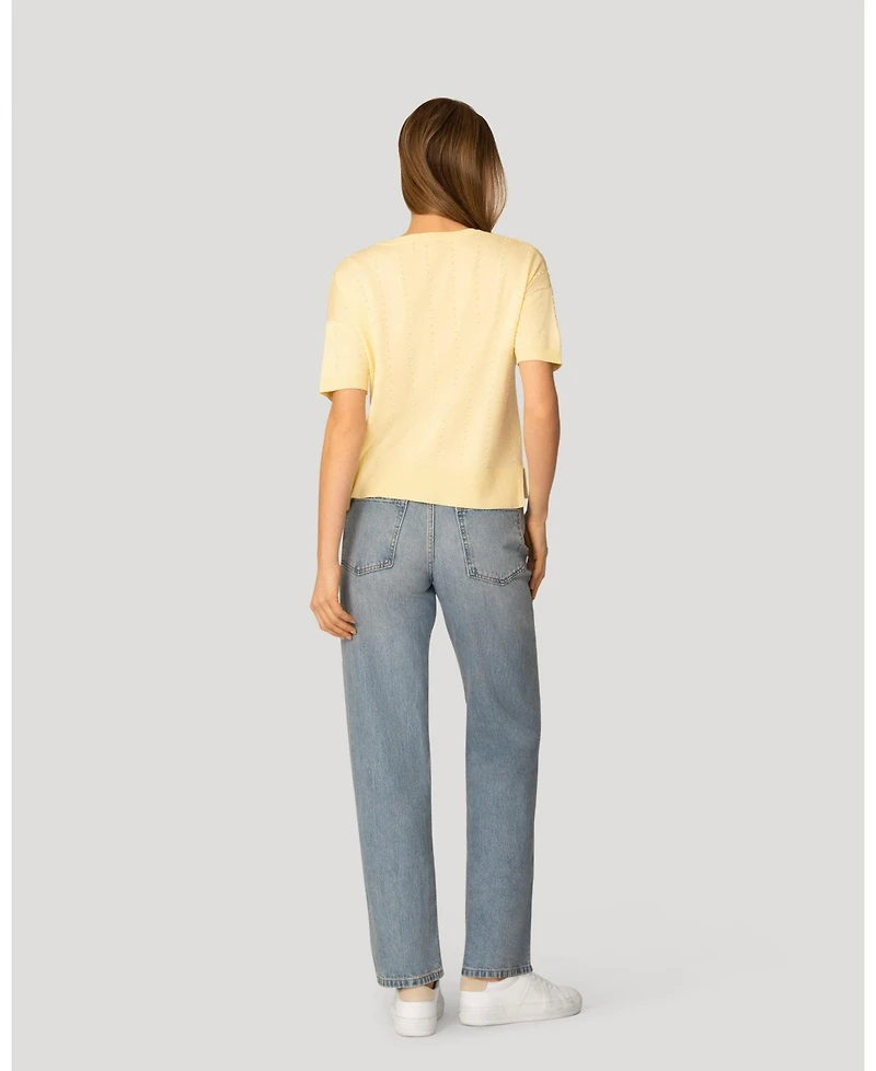 Cable & Gauge Women's Textured Short Sleeve Sweater