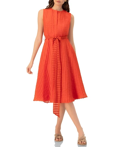 Ivonne Women's Midi A-Line Dress with Waist Tie