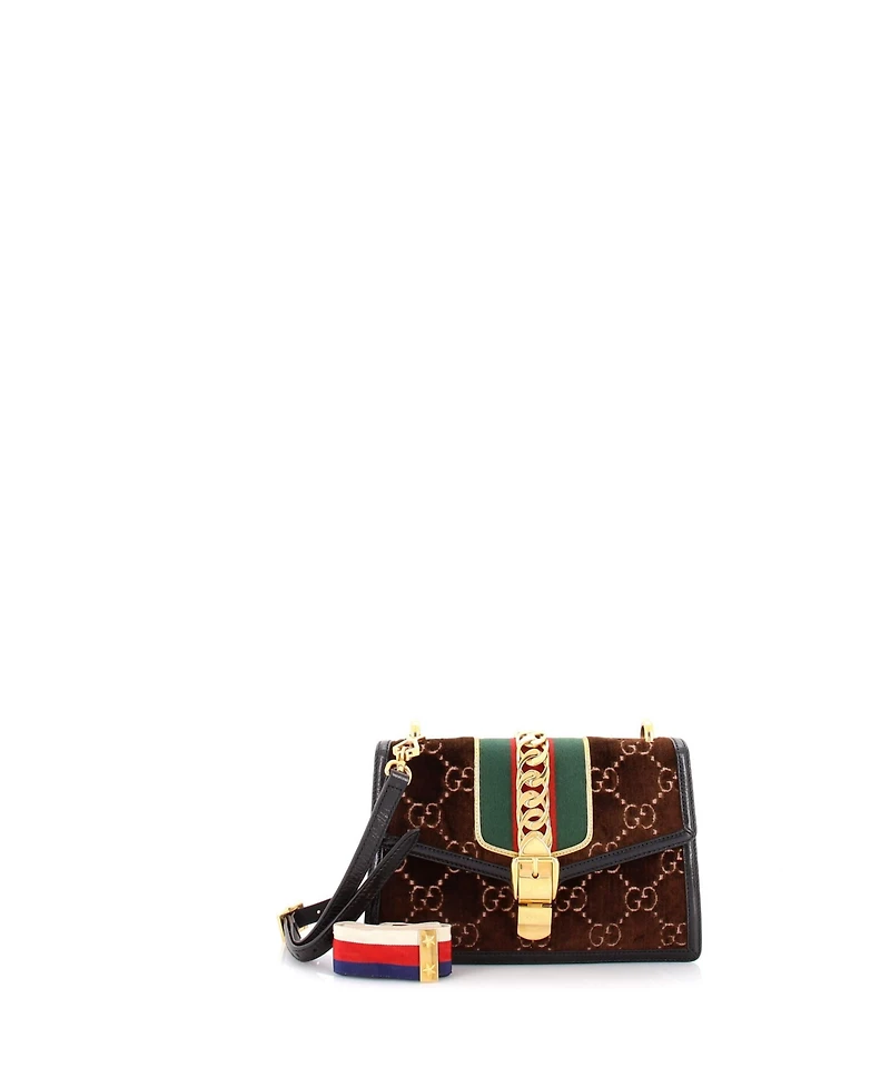 Pre-Owned Gucci Small Sylvie Shoulder Bag Gg Velvet