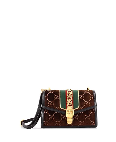 Pre-Owned Gucci Small Sylvie Shoulder Bag Gg Velvet
