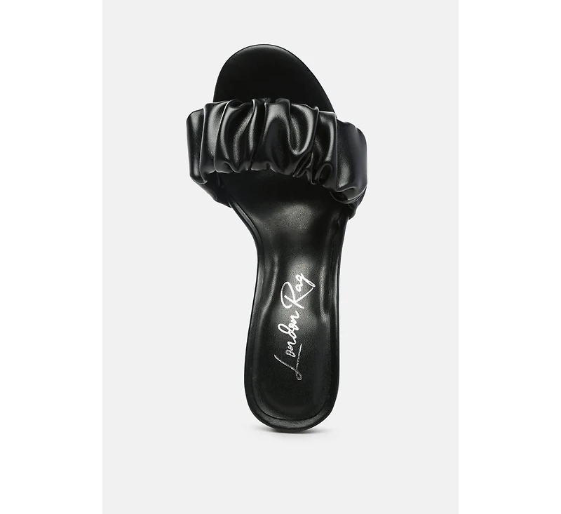 Womens Noie Ruched Strap Block Heel Sandals