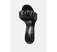 Womens Noie Ruched Strap Block Heel Sandals