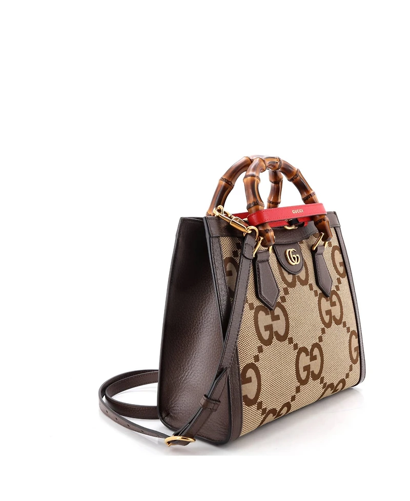 Pre-Owned Gucci Small Diana Nm Bamboo Handle Tote Jumbo Gg Canvas