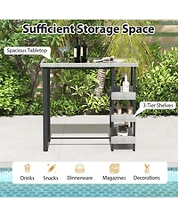 Sugift 43.5 in Outdoor Bar Table with Tempered Glass Top