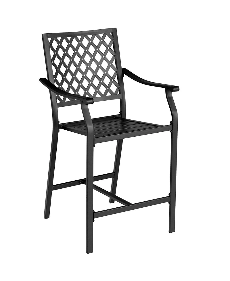 Sugift 3 Piece Patio Bar Set with Two Bar Stools and Square Table