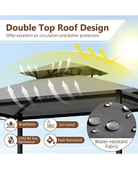 Sugift 6.5 x 4 x 8 ft Grill Gazebo Set with Bar Table and Stools