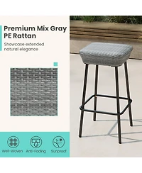 Sugift 29.5 in Patio Bar Stools Set of Two with Rattan Seat