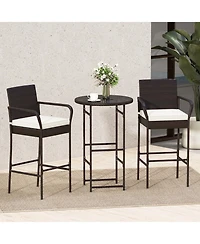 Sugift 3 Piece Outdoor Bar Set with Cushioned Seating for Patio