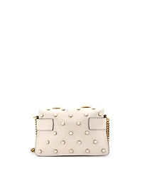 Pre-Owned Gucci Mini Broadway Pearly Bee Shoulder Bag Embellished Leather