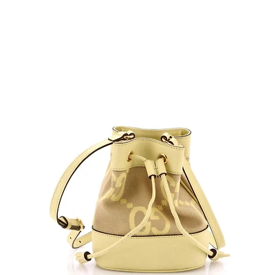 Pre-Owned Gucci Mini Ophidia Bucket Bag Jumbo Gg Canvas with Leather