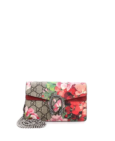 Pre-Owned Gucci Super Mini Dionysus Bag Blooms Print Gg Coated Canvas