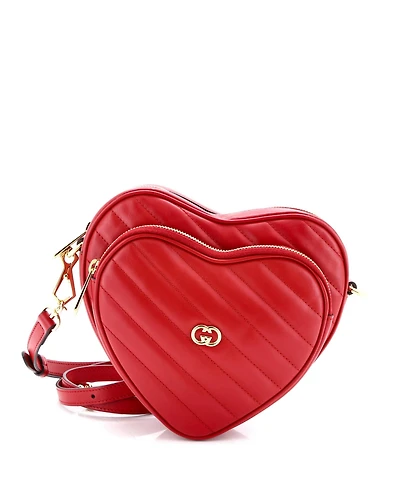 Pre-Owned Gucci Mini Interlocking G Heart Shoulder Bag Diagonal Quilted Leather