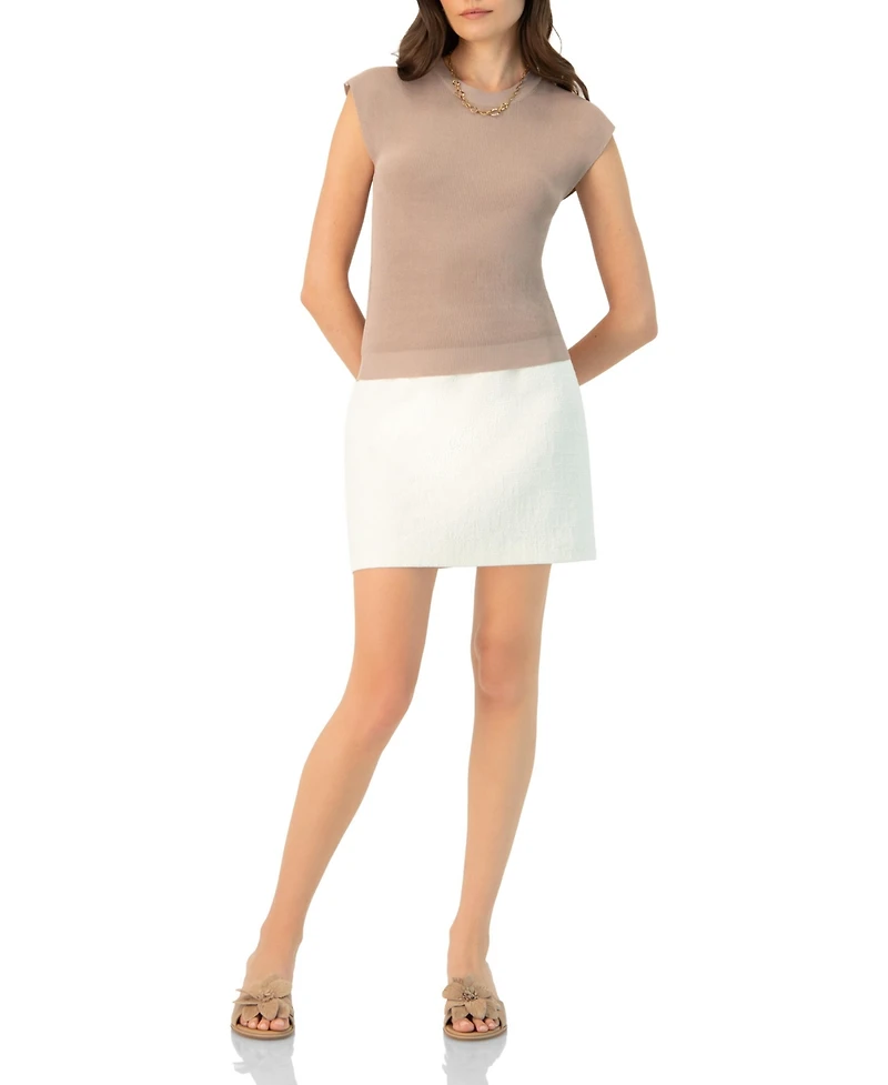 Ivonne Women's Short Jacquard Skirt with Side Zipper