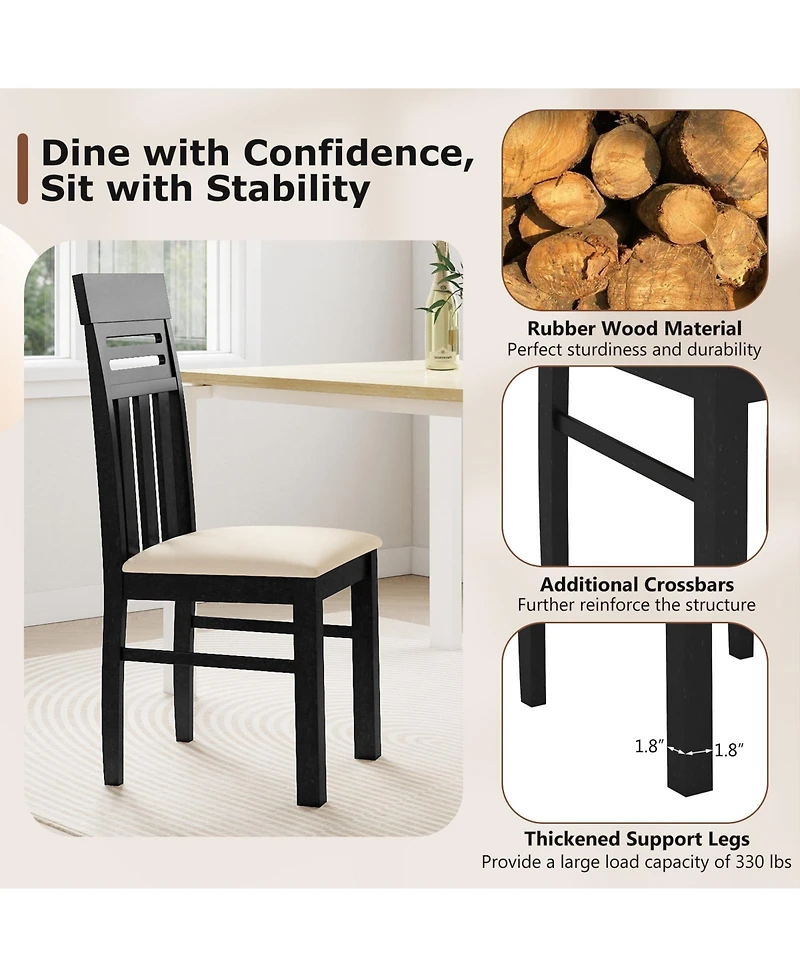 Gymax Dining Chairs Set of Pu Leather Farmhouse Side for Kitchen Living Room