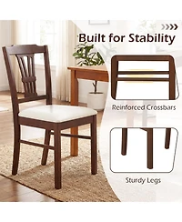 Gymax Wooden Dining Chairs Set of w/Rubber Wood Frame Hollowed Backrest for Kitchen