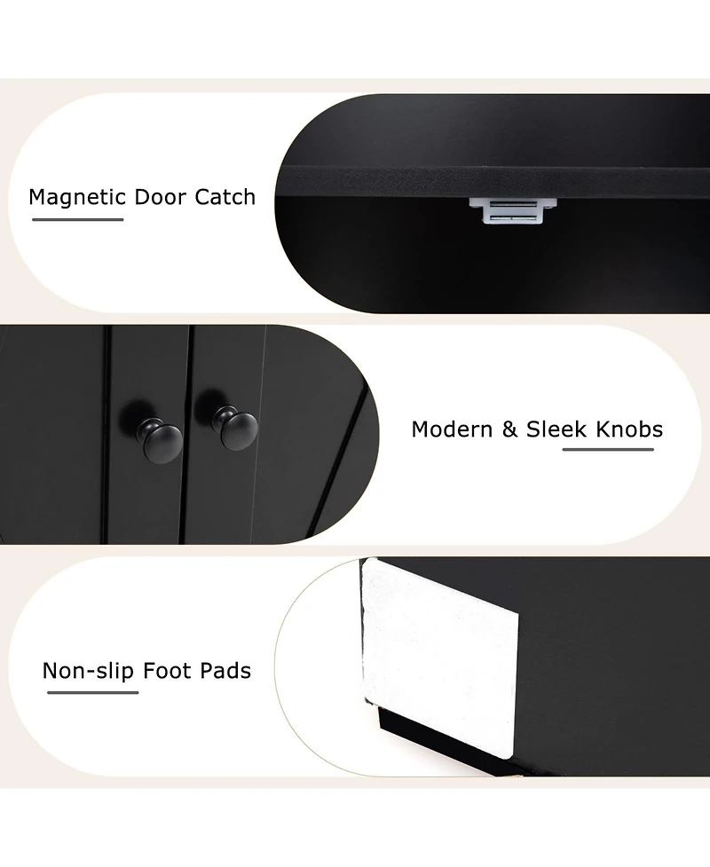 Sugift Tall Freestanding Bookshelf with Cabinet and Open Shelves