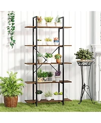 Sugift Vintage Industrial Five Tier Bookcase with Open Shelving