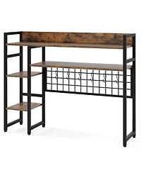 Sugift Desktop Shelf Rack with Metal Grid Panel and Hanging Hooks