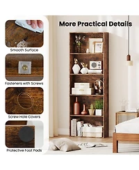 Sugift Five Tier Freestanding Bookshelf Storage Organizer Display Unit