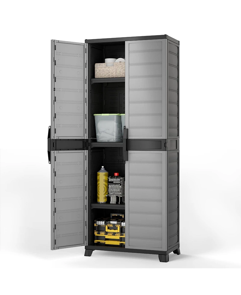 Sugift Lockable Plastic Storage Cabinet with Adjustable Shelves