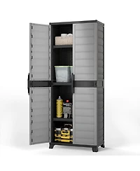 Sugift Lockable Plastic Storage Cabinet with Adjustable Shelves