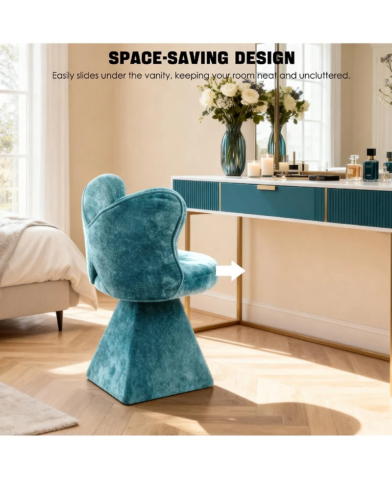 Rainsken Accent Chair with Butterfly Back, 360° Swivel Vanity Chair