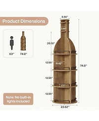 Tribesigns 75" Tall Wine Rack with Storage Shelves, Industrial Round Wine Cabinet with Hanging Goblet Holder