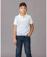 Hope and Henry Little and Big Boys' Organic V-Neck Cricket Sweater Vest