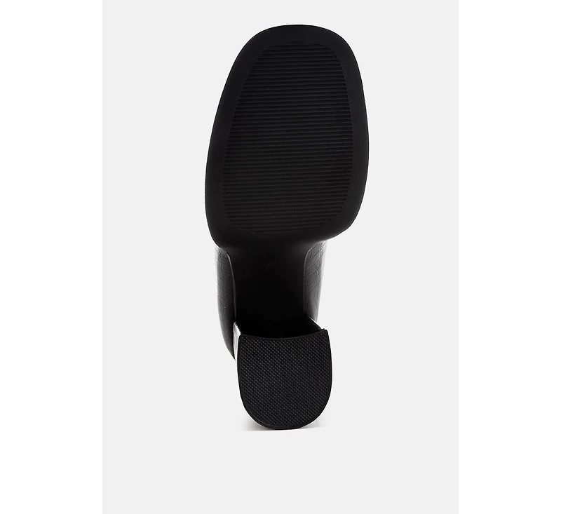 London Rag Womens Edwina Chunky Penny Strap Heeled Loafers