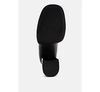 London Rag Womens Edwina Chunky Penny Strap Heeled Loafers