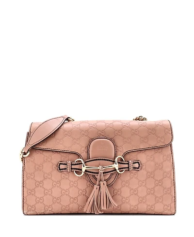 Pre-Owned Gucci Medium Emily Chain Flap Bag Guccissima Leather
