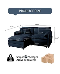 Boyel Living Deep Seat Sectional Sofa Cloud Couch with Ottoman, Modern Chenille Comfy Love Upholstered Modular L Shaped Couch,Diy Combination