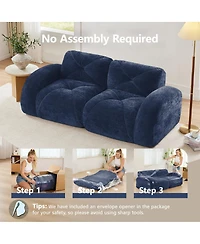 Streamdale Furniture Streamdale Blue 2-Seater Tufted Velvet Sofa with Anti-Slip Design